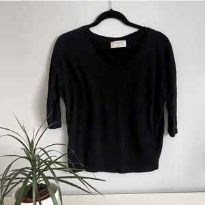 Zara Trafaluc basic 3/4 sleeve black tee